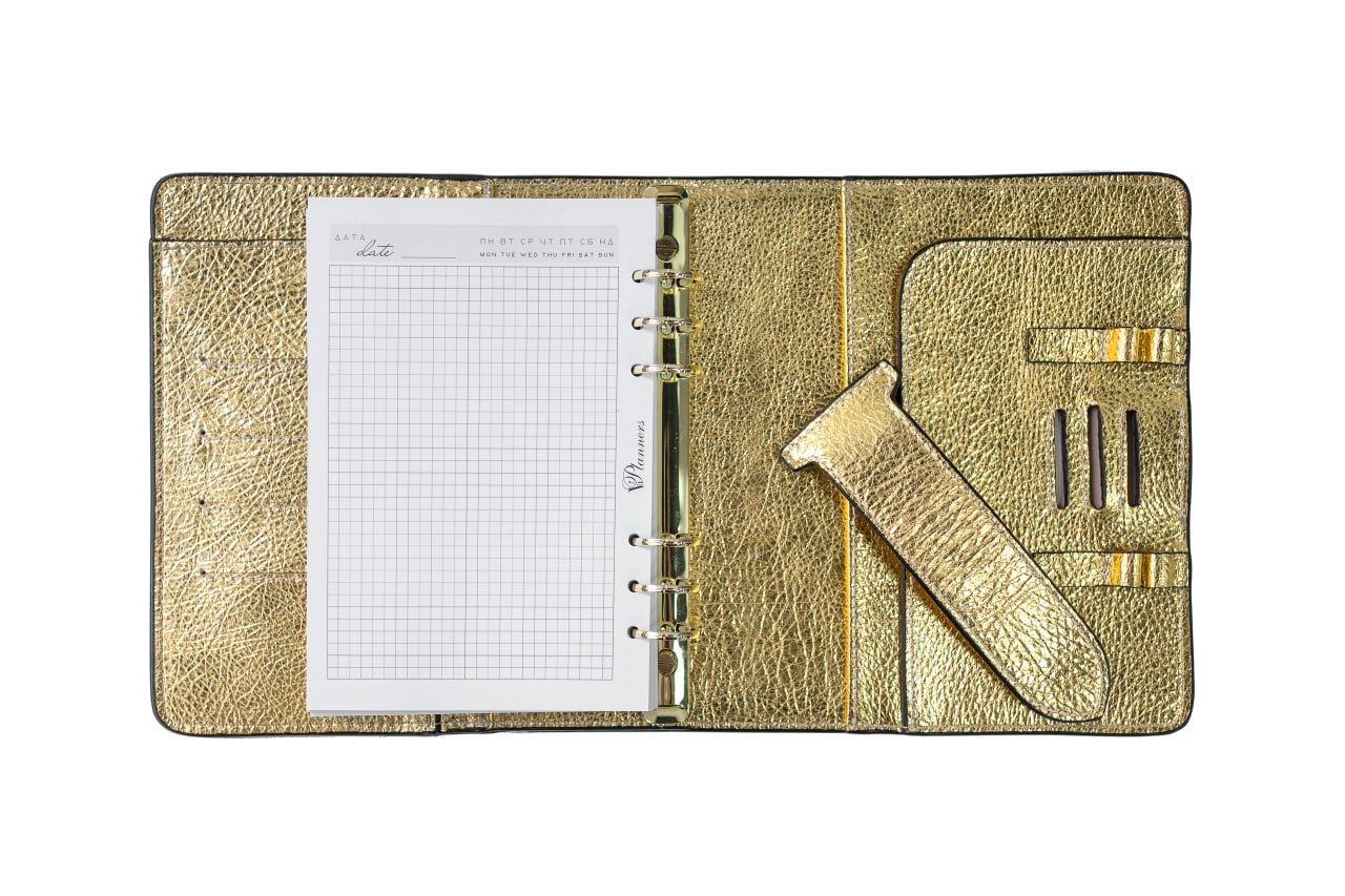 Cyprus, Limassol. Gold Natural Italian Leather Planner A5, gift for her, perfect planner, Ring Planner Agenda A5 Six Ring Planner and Ring Personal Planner.