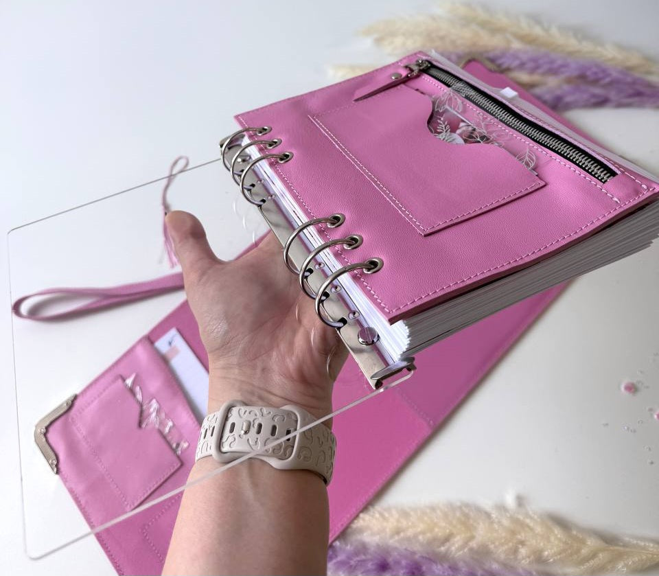 Pink Natural Italian Leather Planner A5, gift for her, perfect planner, Ring Planner Agenda A5 Six Ring Planner and Ring Personal Planner.