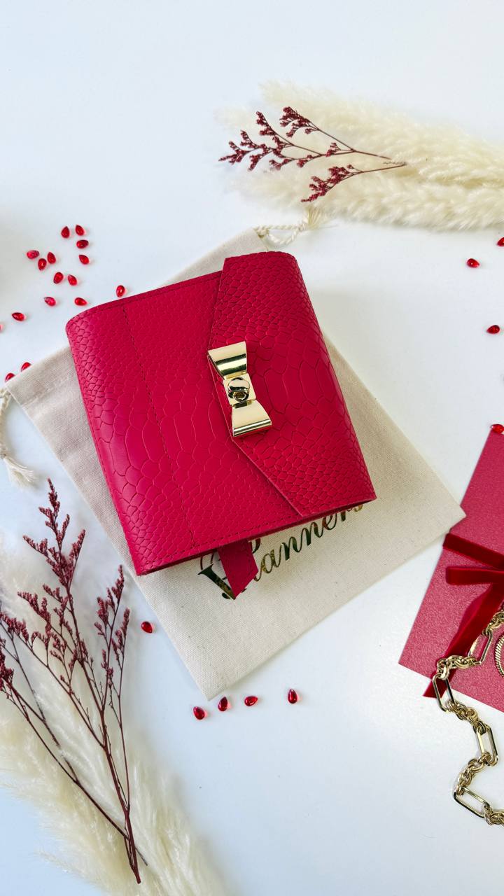 Red Leather mini planner A7 binder.