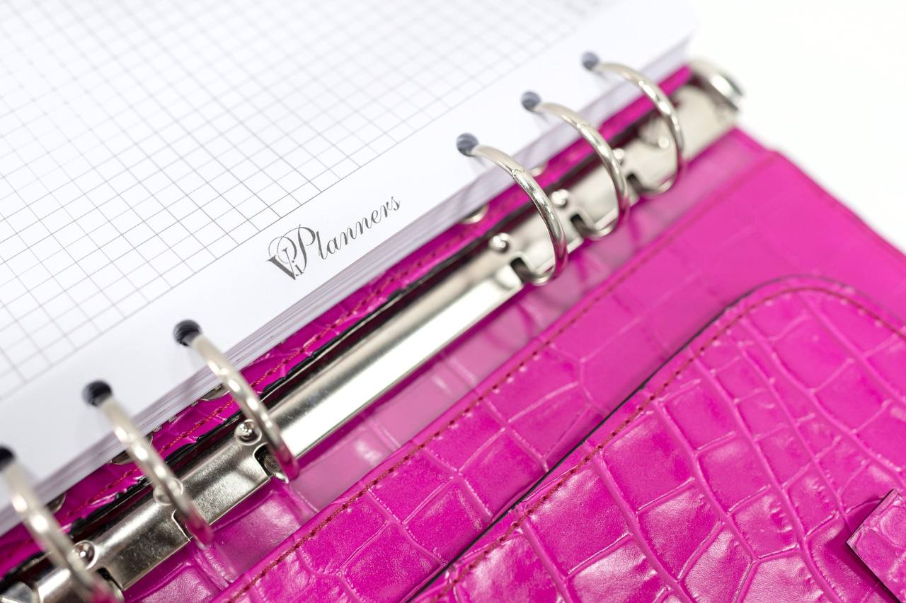 Hot pink Natural Italian Leather Planner A5, gift for her.