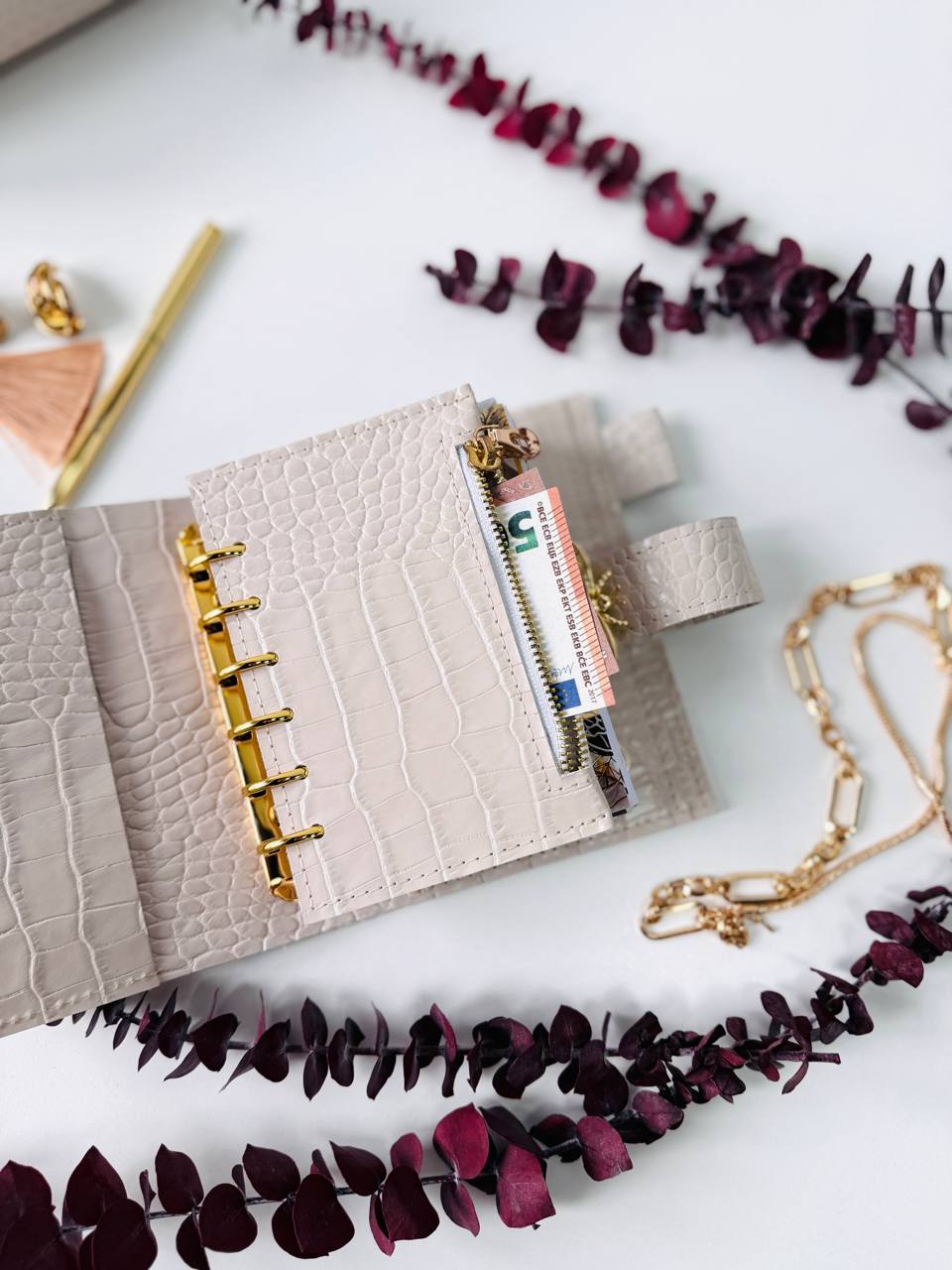 Leather Gift set notebook cover A7 with bag organizer.