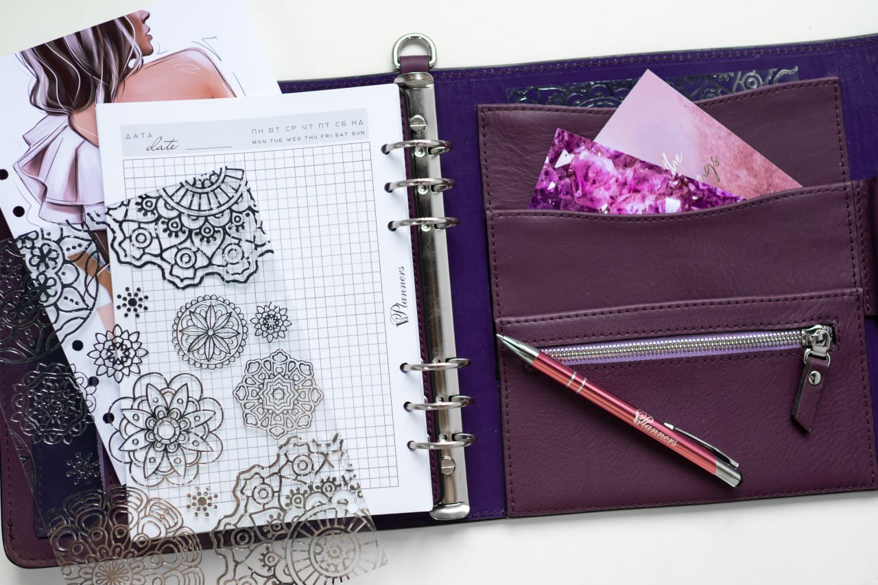 Violet Natural Italian Leather Planner A5, gift for her, perfect planner, Ring Planner Agenda A5 Six Ring Planner and Ring Personal Planner.