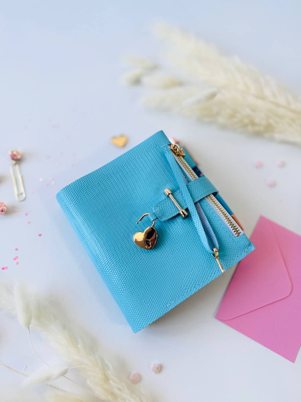 Sky-Blue Italian Leather Planner A7 🦋 Organize Your Life with Style!