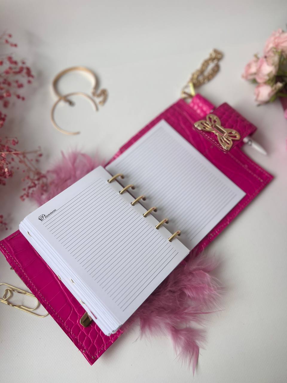 Leather wallet notebook cover mini A7 dated week 2026 big 6 rings binder.