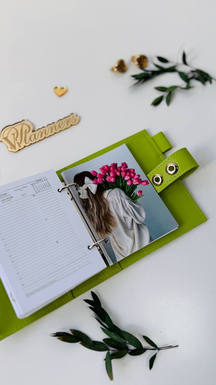 Leather mini planner A7 binder.