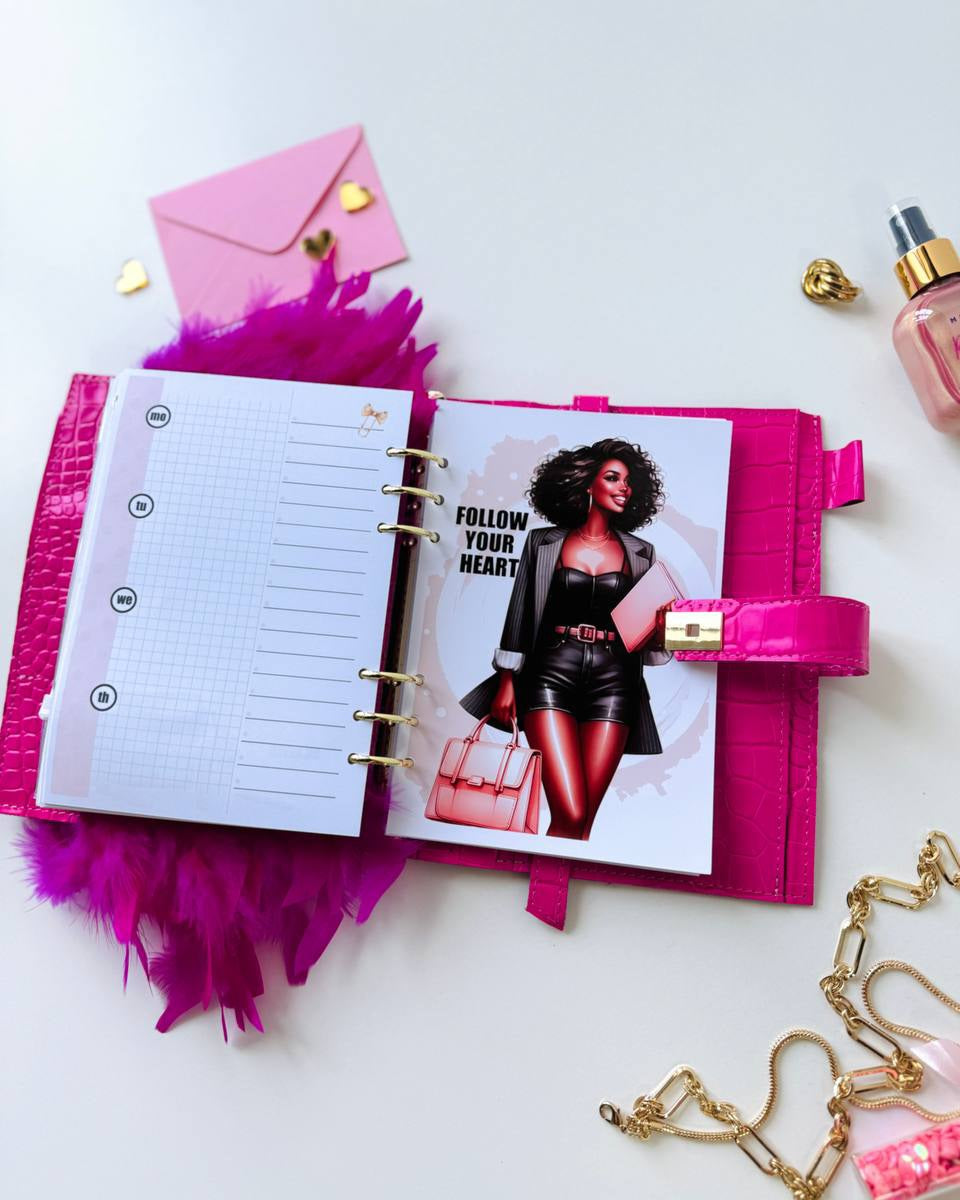 Ροζ Luxe Α5 Planner &amp; Σετ Δώρου 🎁
