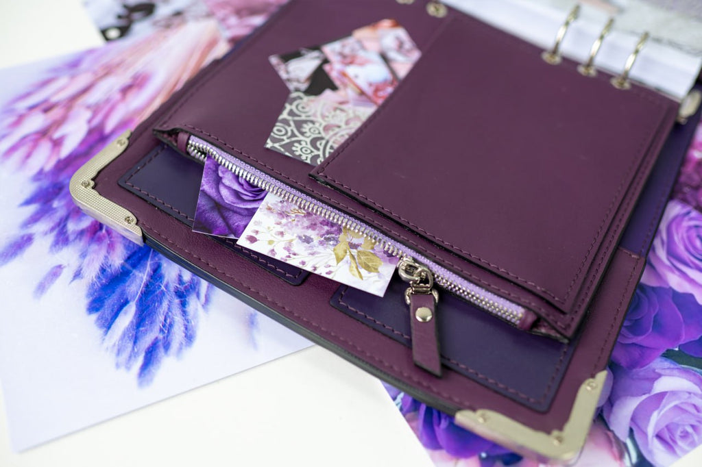 Violet Natural Italian Leather Planner A5, gift for her, perfect planner, Ring Planner Agenda A5 Six Ring Planner and Ring Personal Planner.