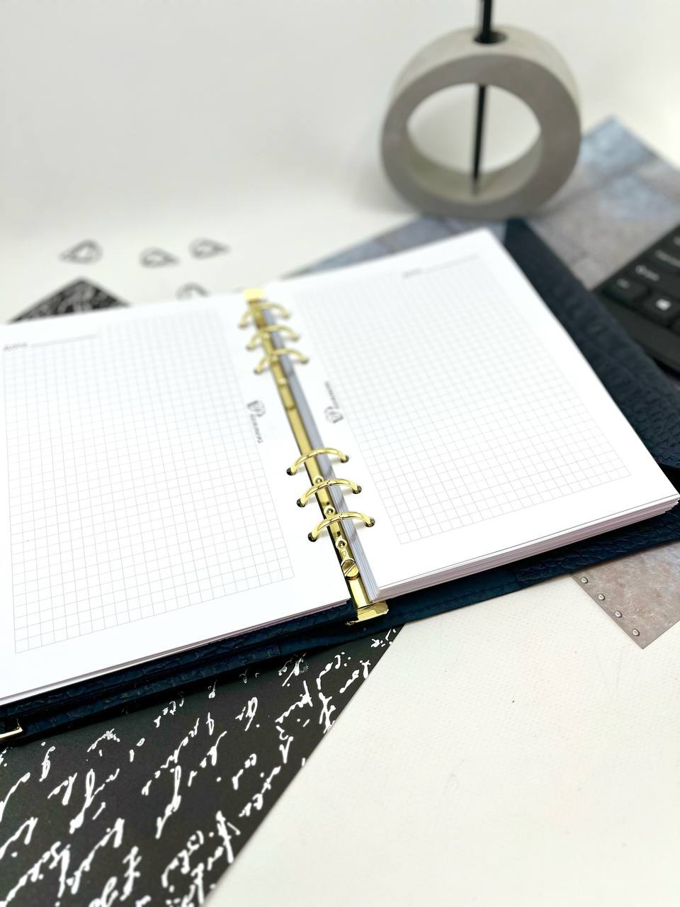 Squared grid planner pages. Printed planner pages, size A5.