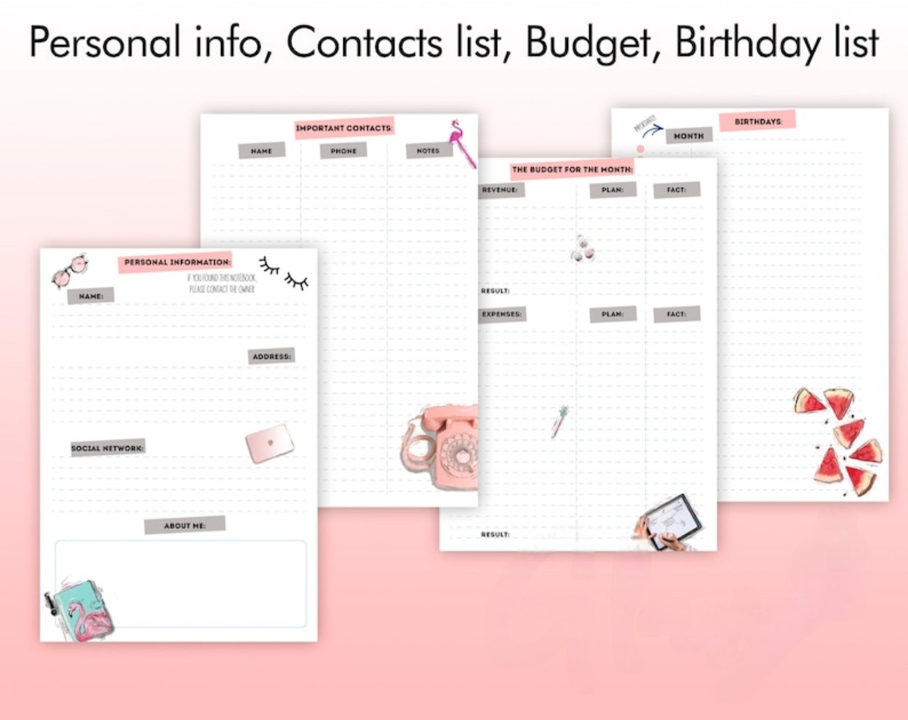 Natural Italian Leather Pink Planner A5.