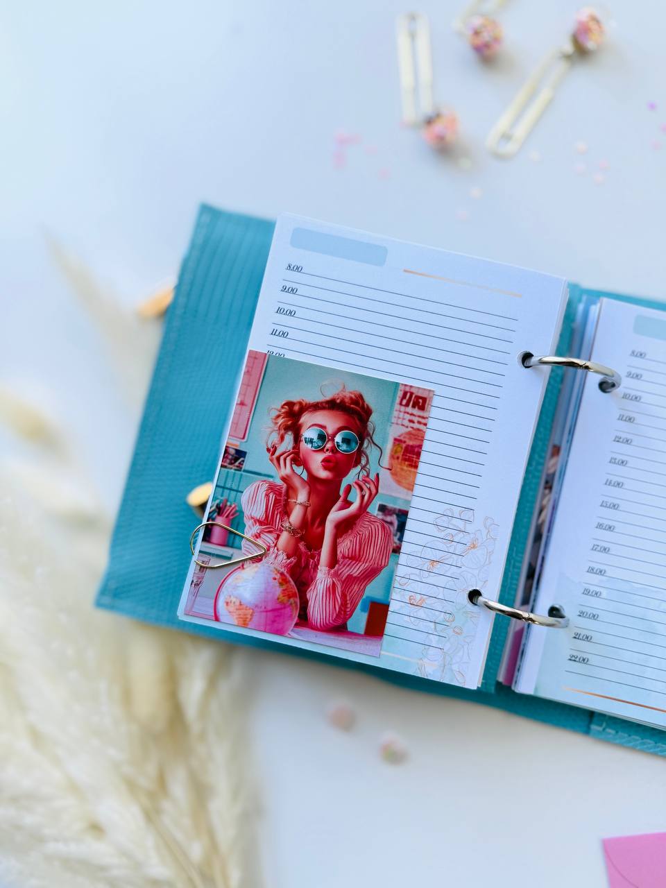 Sky-Blue Italian Leather Planner A7 🦋 Organize Your Life with Style!