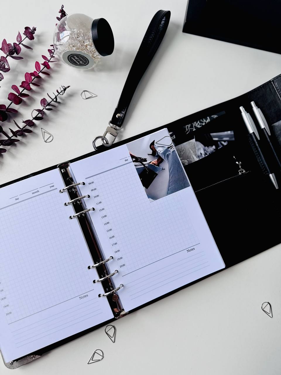 🖤Black heart🖤 Natural Italian Leather Planner A5, gift for her, perfect planner, Ring Planner Agenda A5 Six Ring Planner and Ring Personal Planner.