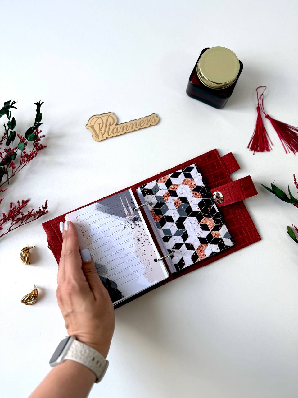 Leather mini notebook cover A7 binder,Planner A7 binder personal passport size, leather planner, planner binder 2 rings, diary for work.