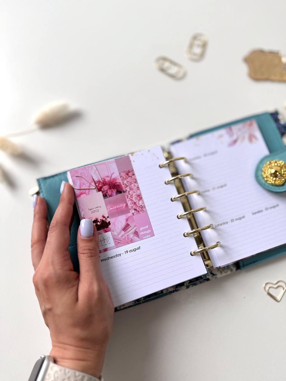 Leather wallet notebook cover mini A7 dated week 2026 big binder.