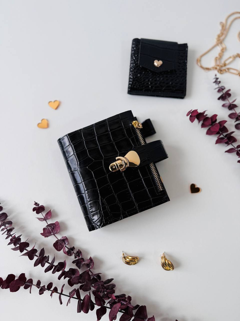 Leather Gift set notebook cover A7 with wallet. Mini notebook with wallet.