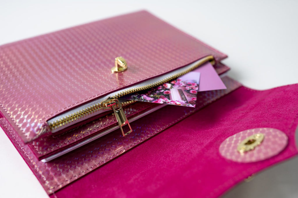 Cyprus, Limassol. RARE holographic pink leather notebook cover A5.