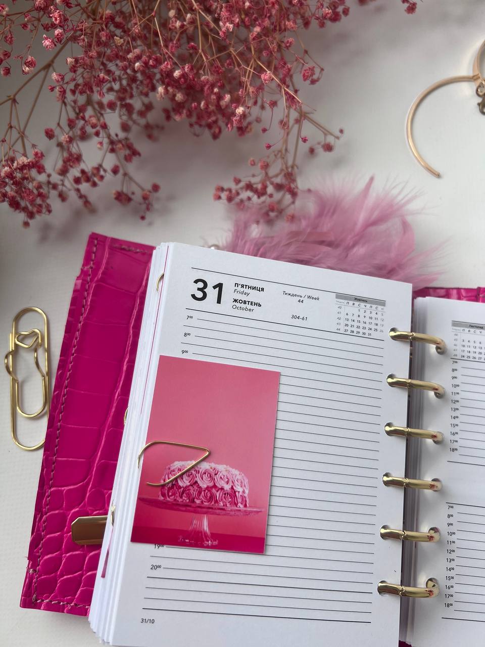 Leather wallet notebook cover mini A7 dated week 2026 big 6 rings binder.