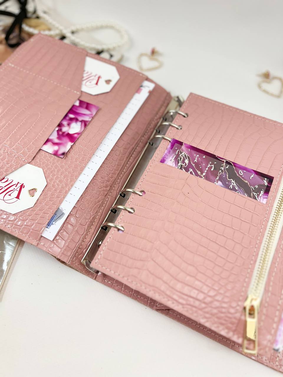 Natural Italian Leather Pink Planner A5.