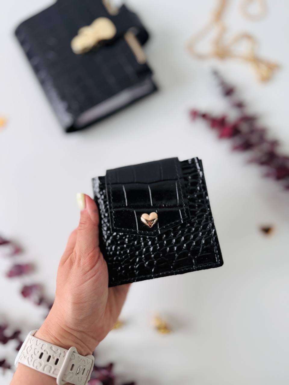 Leather Gift set notebook cover A7 with wallet. Mini notebook with wallet.