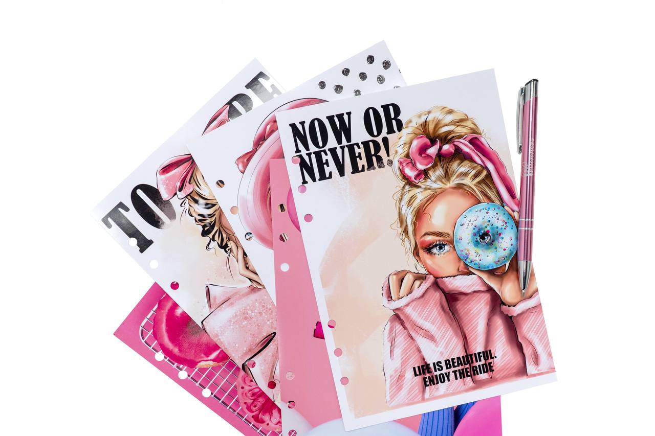 Hot pink Natural Italian Leather Planner A5, gift for her.