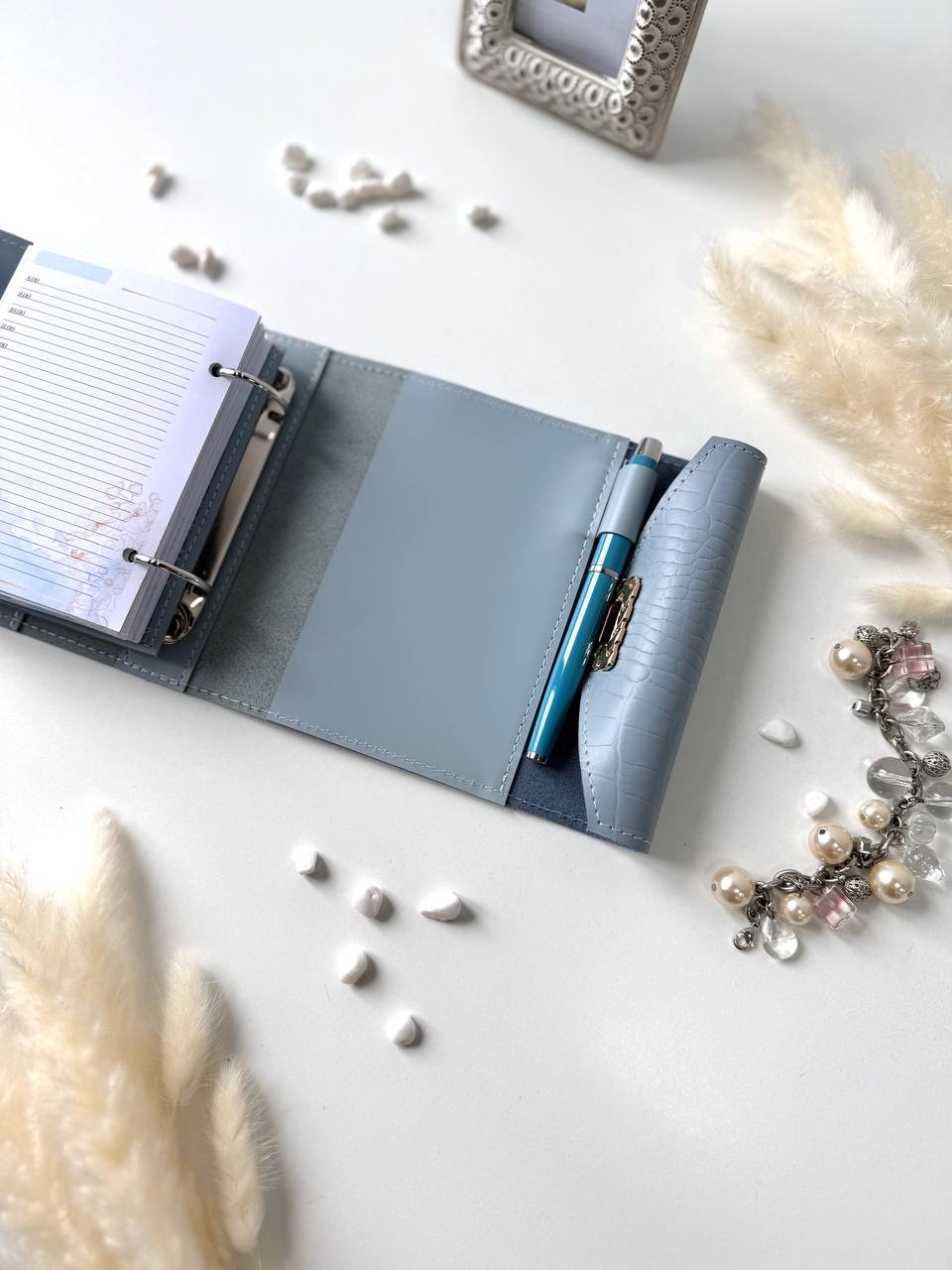 Leather mini notebook cover A7 binder,Planner A7 binder personal size, leather planner, planner binder 2 rings, time diary for work