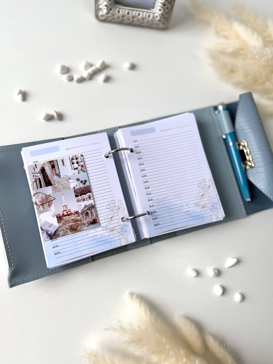 Leather mini notebook cover A7 binder,Planner A7 binder personal size, leather planner, planner binder 2 rings, time diary for work