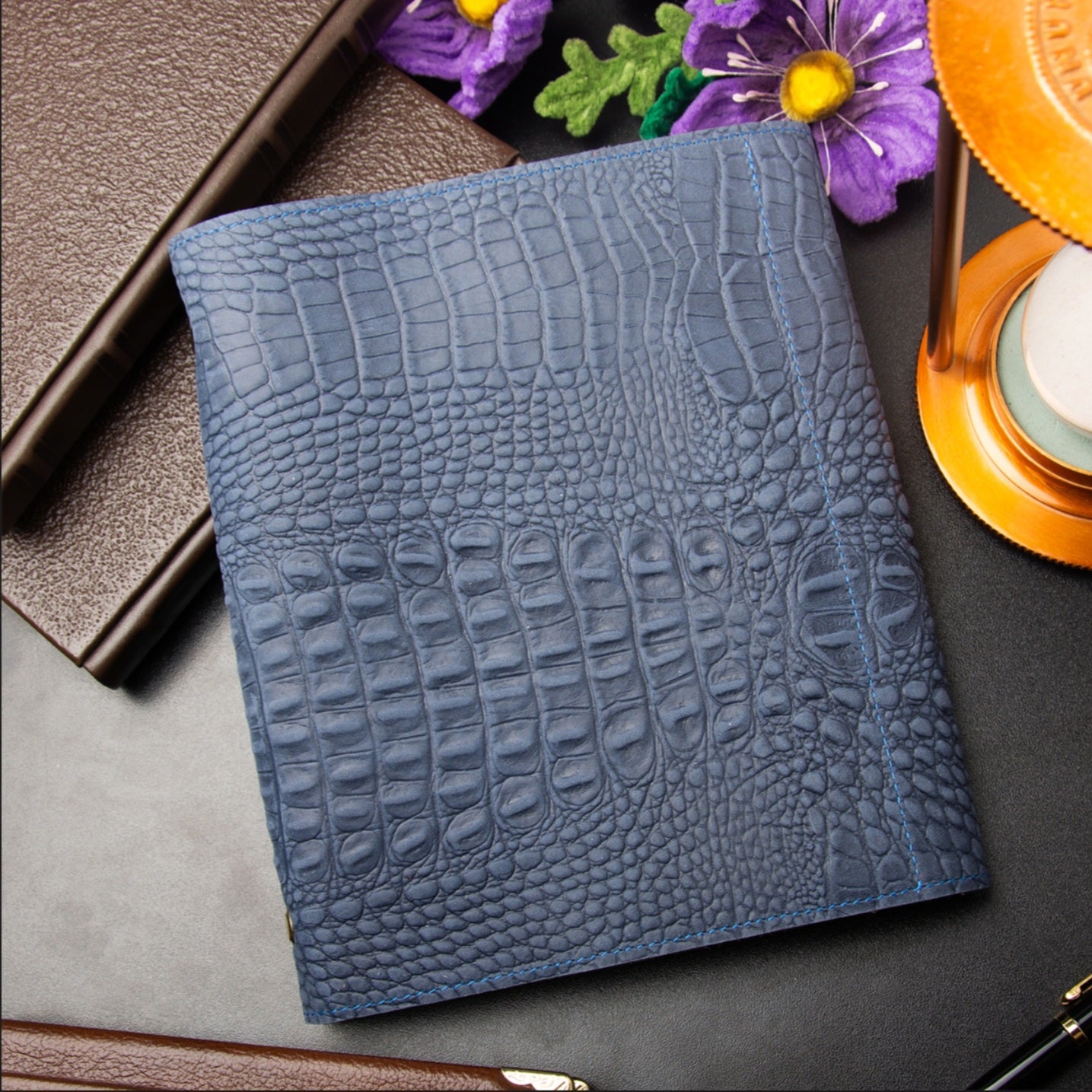 Cyprus, Limassol. Rare blue 3d leather notebook cover A5.