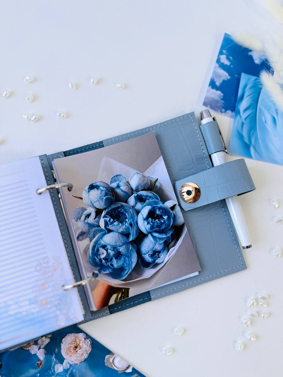 Leather mini notebook cover A7 binder,Planner A7 binder personal size, leather planner, planner binder 2 rings, time diary for work