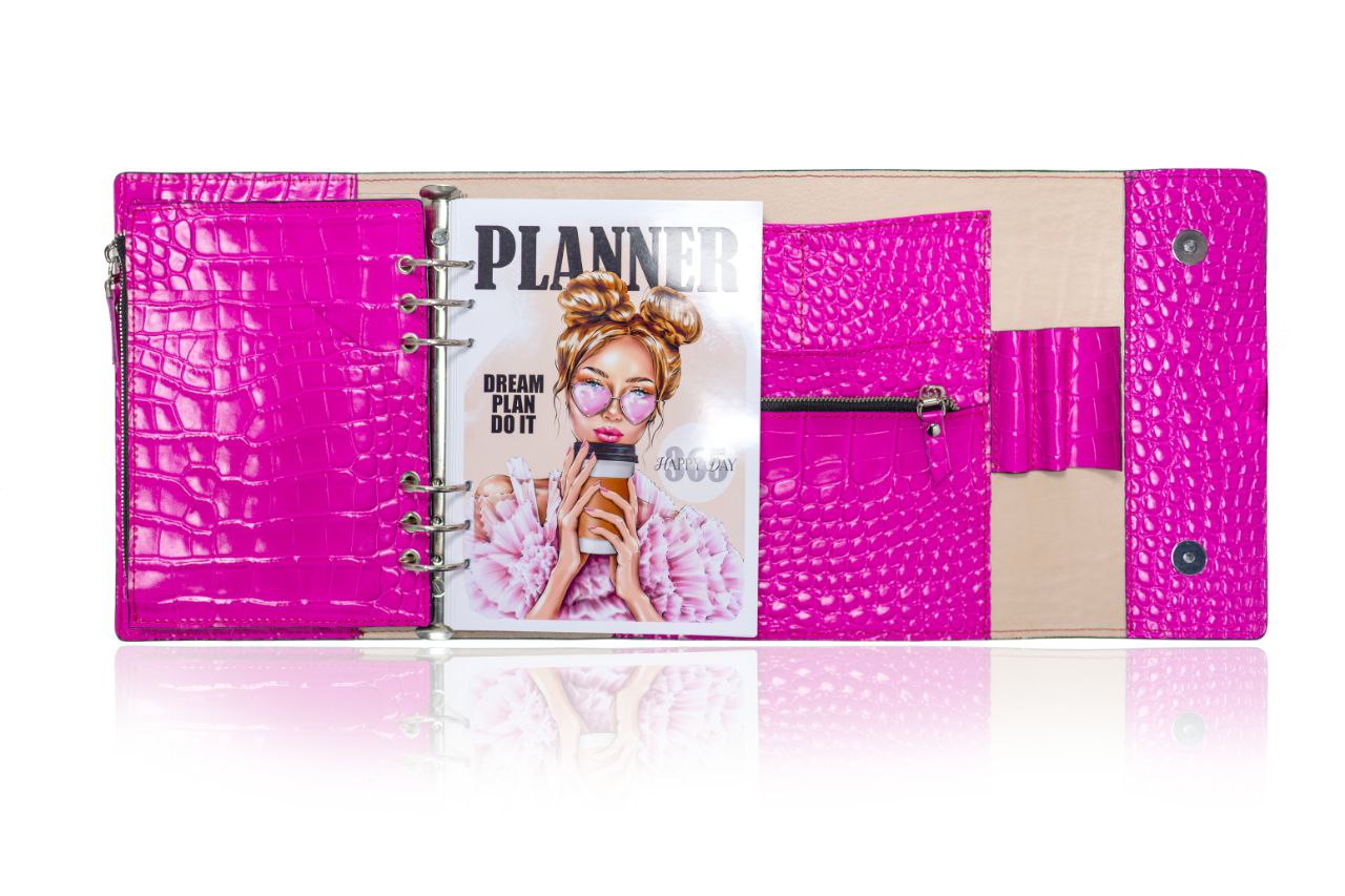 Hot pink Natural Italian Leather Planner A5, gift for her, perfect planner, Ring Planner Agenda A5 Six Ring Planner and Ring Personal Planner.