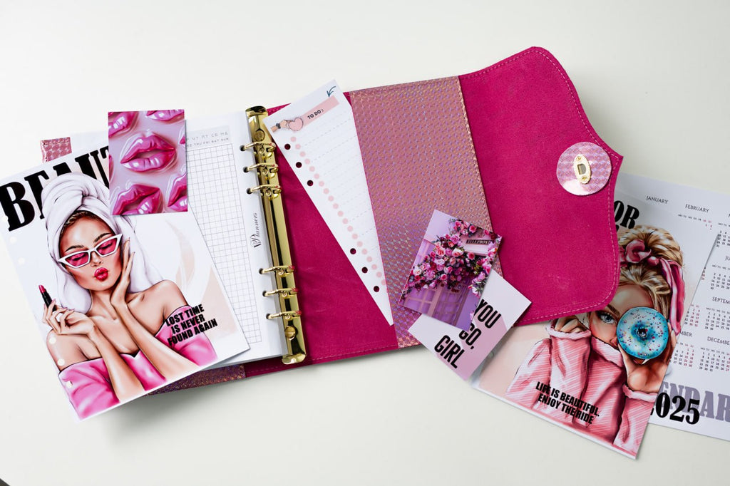 Cyprus, Limassol. RARE holographic pink leather notebook cover A5.