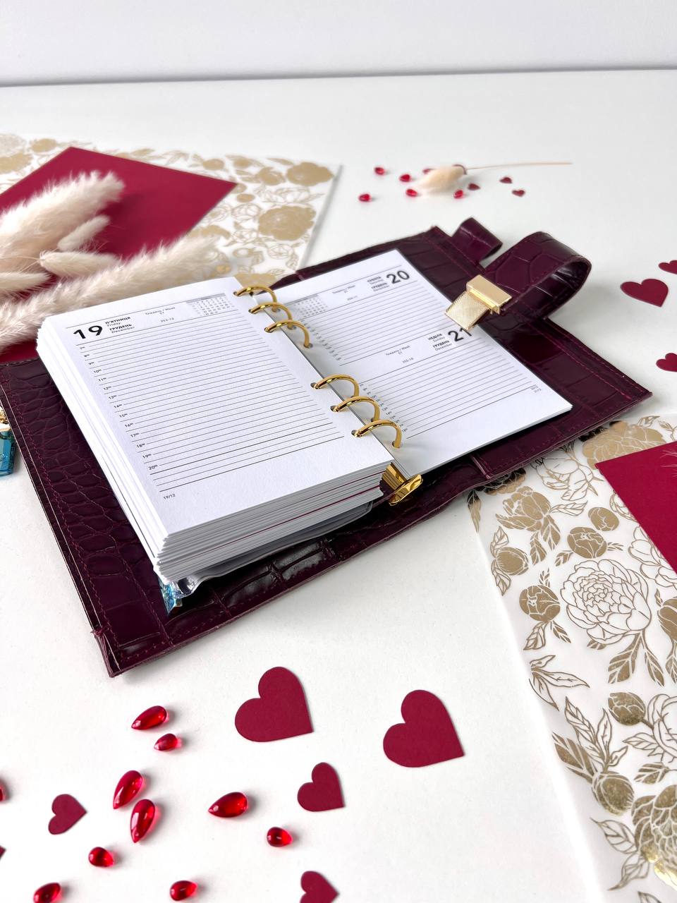 A6 NEW SIZE leather double planner cover binder 6 rings binder, dated planner, leather planner, gift for her, medium size planner.