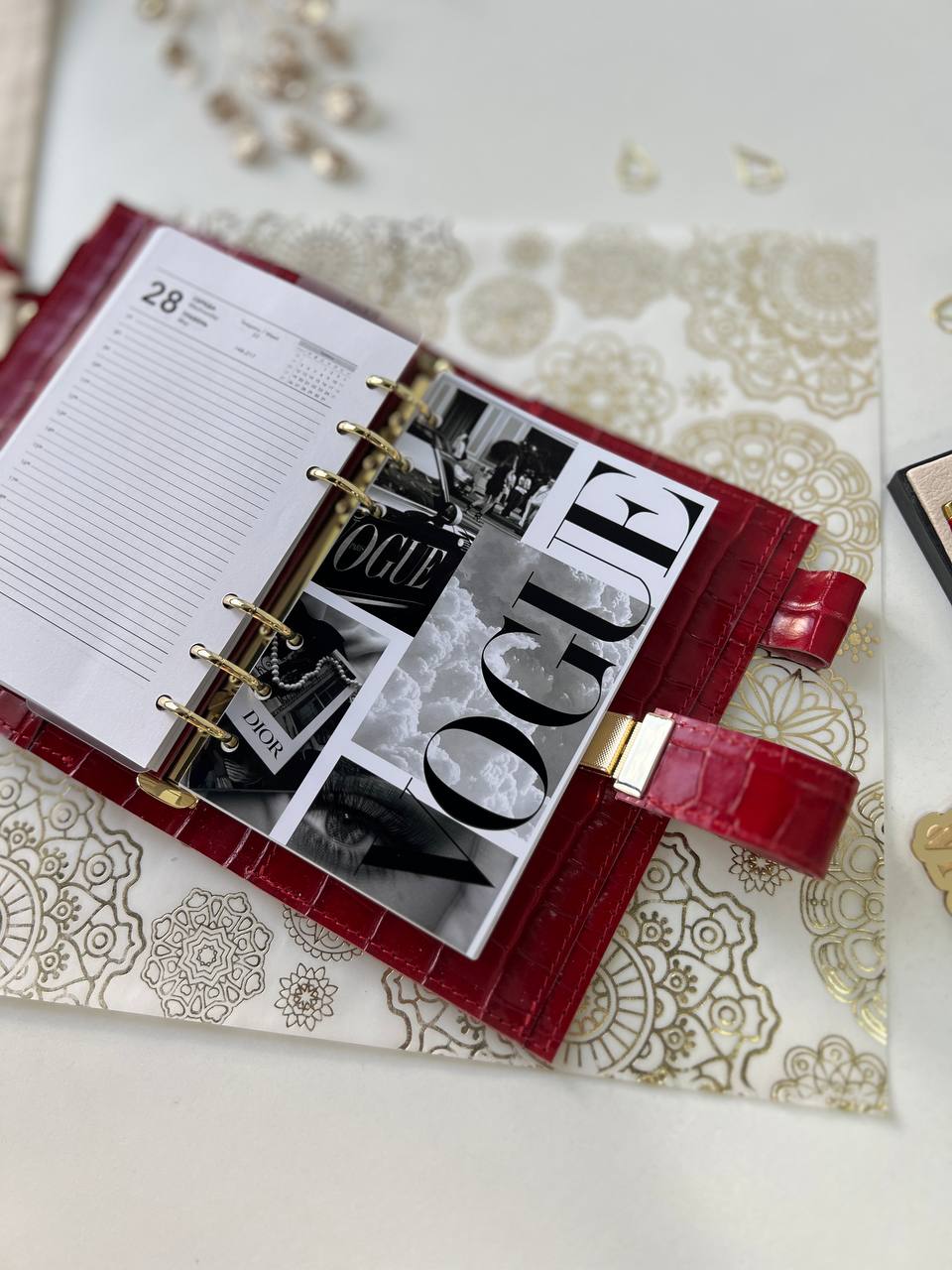 A6 NEW SIZE leather double planner cover binder 6 rings binder, dated planner, leather planner, gift for her, medium size planner.