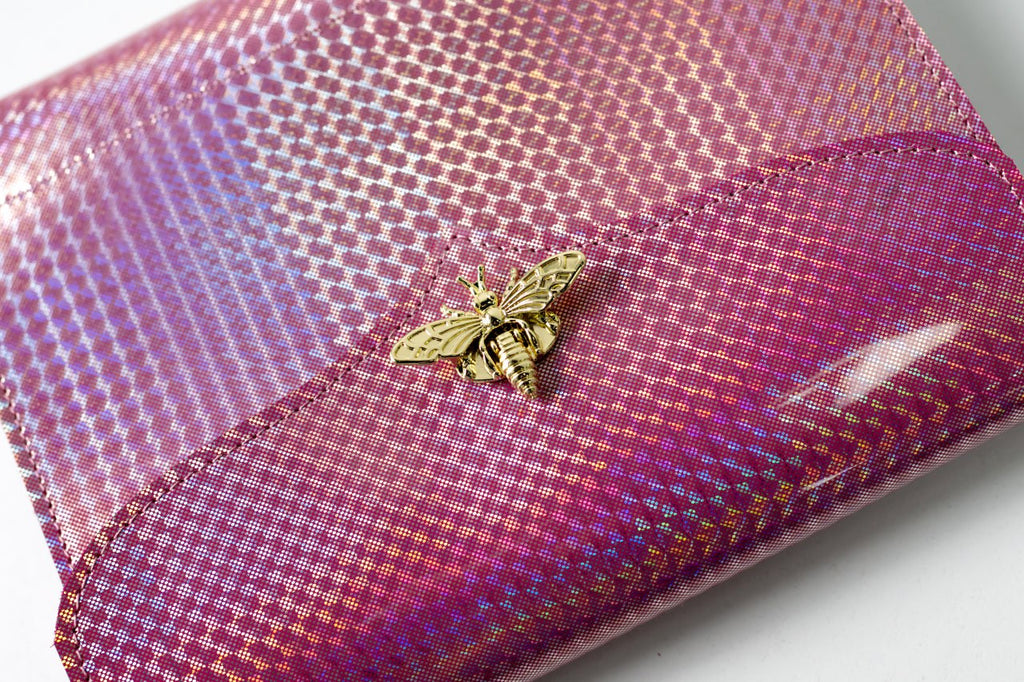 Cyprus, Limassol. RARE holographic pink leather notebook cover A5.