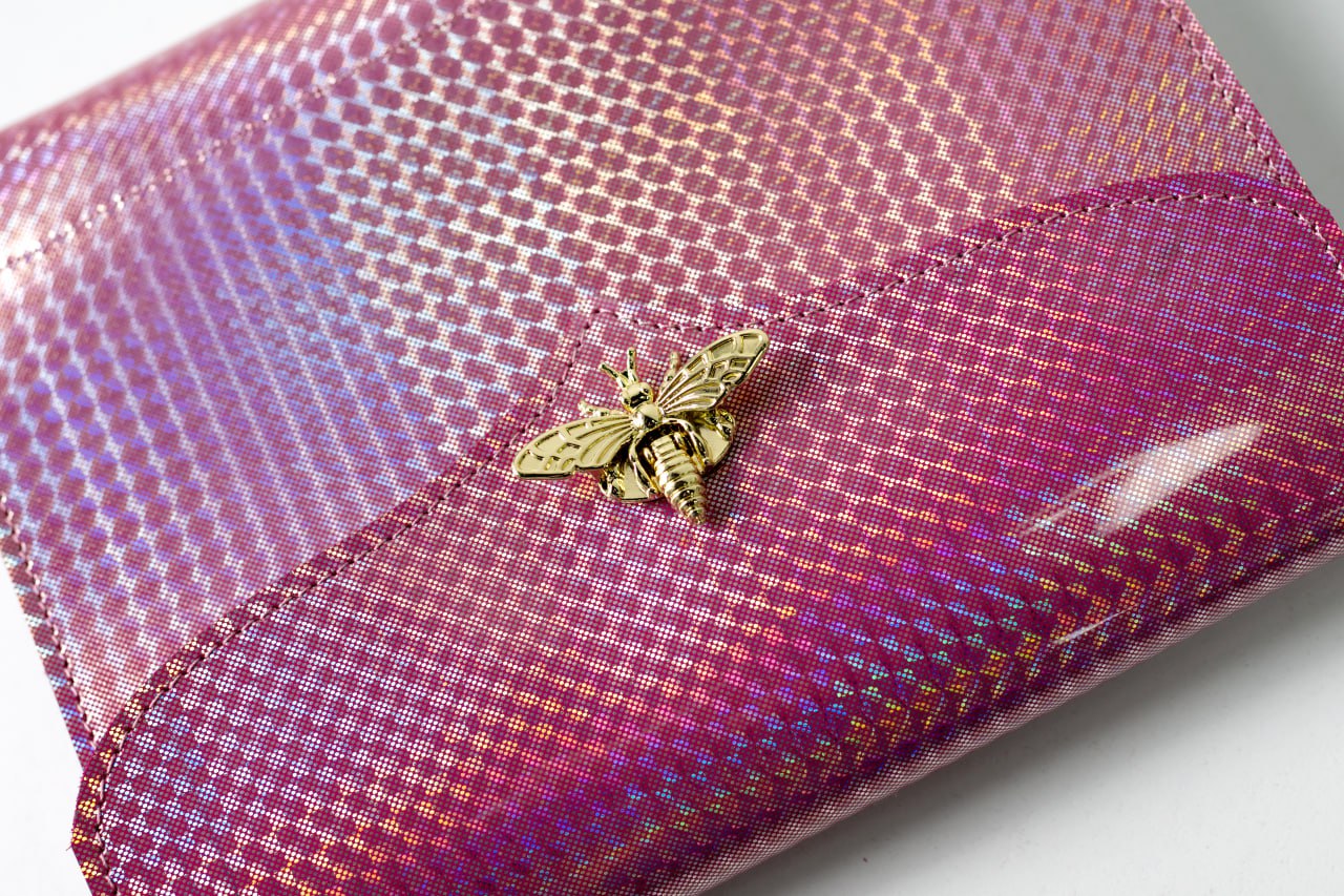 Cyprus, Limassol. RARE holographic pink leather notebook cover A5.