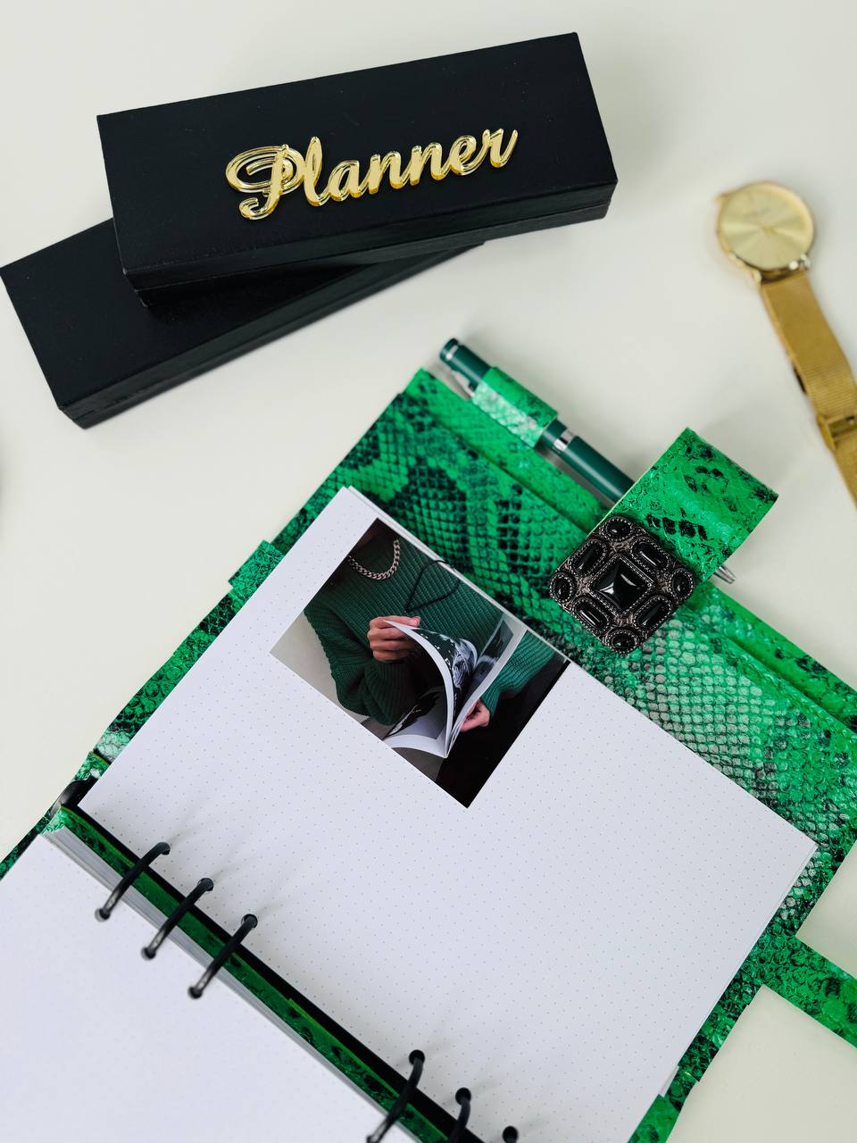 Snake Leather Planner notebook cover A5, Leather Bullet Journal,Leather Sketchbook,Executive Leather Planner,Handmade Leather cover with wallet.