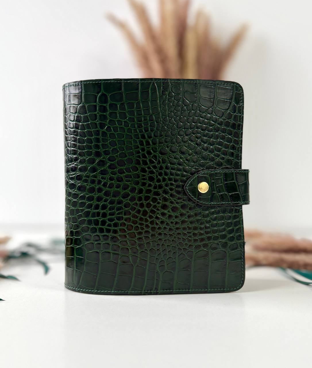 Green Natural Italian Leather Planner A5, gift for her, perfect planner, Ring Planner Agenda A5 Six Ring Planner and Ring Personal Planner.