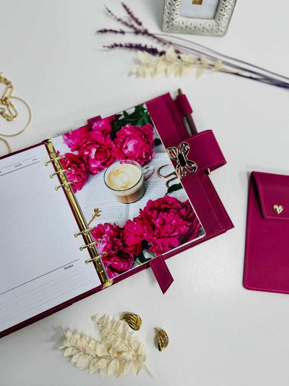 Pink leather planner A5