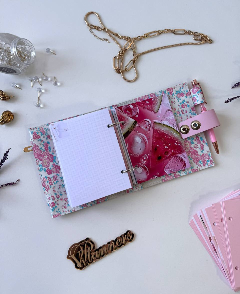 Leather mini notebook cover A7 binder,Planner A7 binder personal passport size, leather planner, planner binder 2 rings, diary for work.