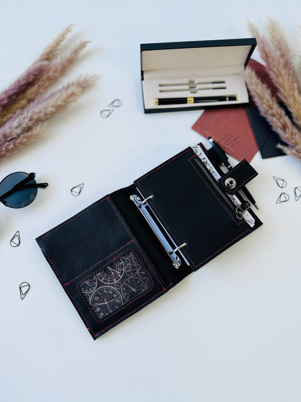 Leather mini planner A7, mini planner,personal size, study stationery, passport size notebook, leather wallet binder planner daily.