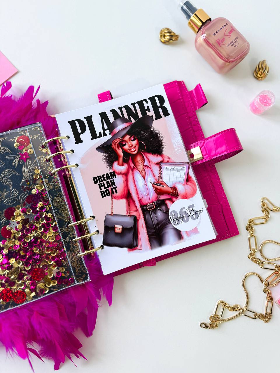Ροζ Luxe Α5 Planner &amp; Σετ Δώρου 🎁