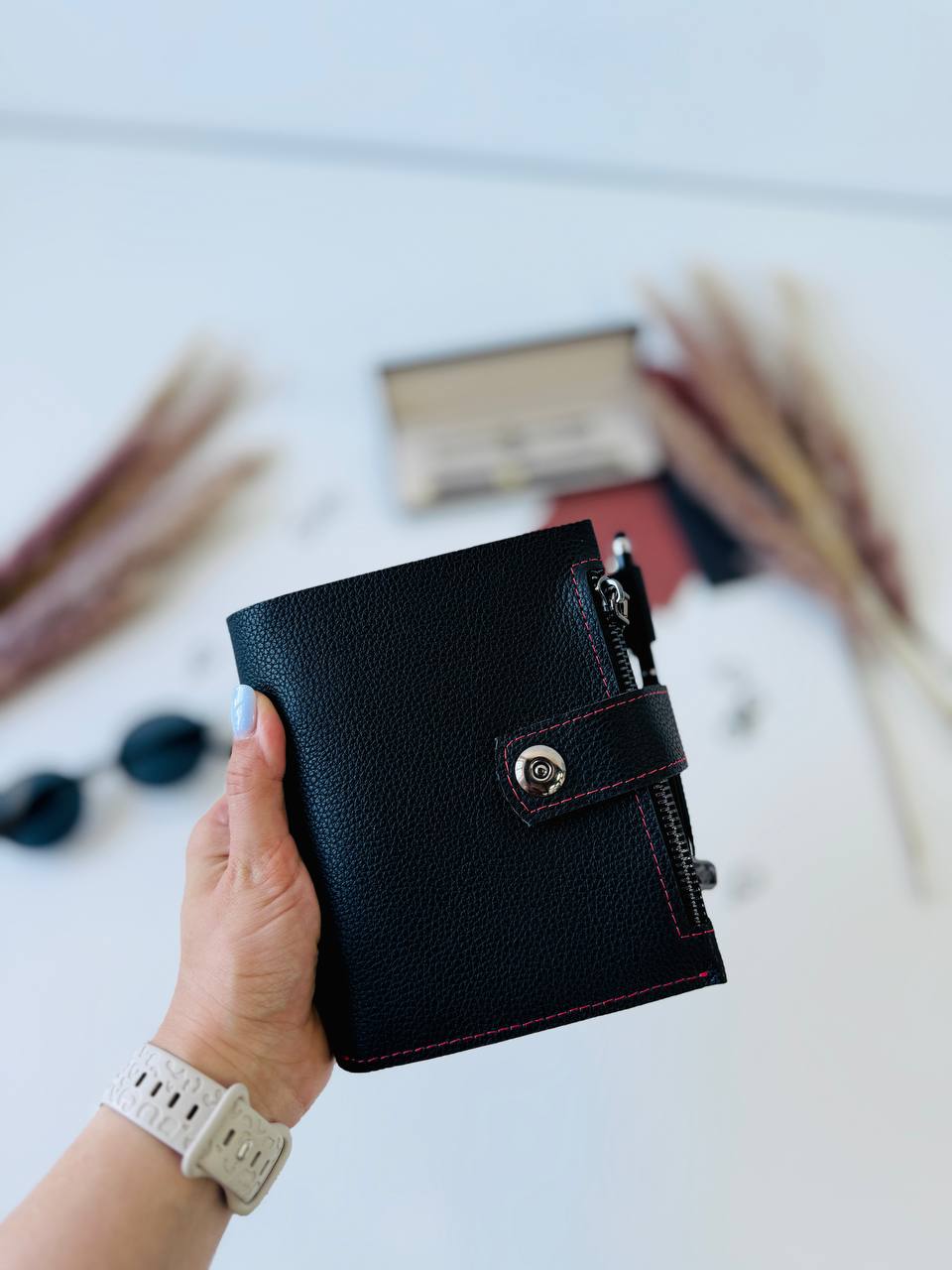 Leather mini planner A7, mini planner,personal size, study stationery, passport size notebook, leather wallet binder planner daily.