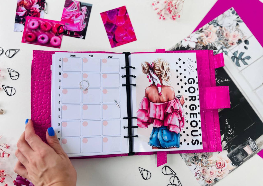 Hot Pink A5 Leather Planner Binder - Customizable