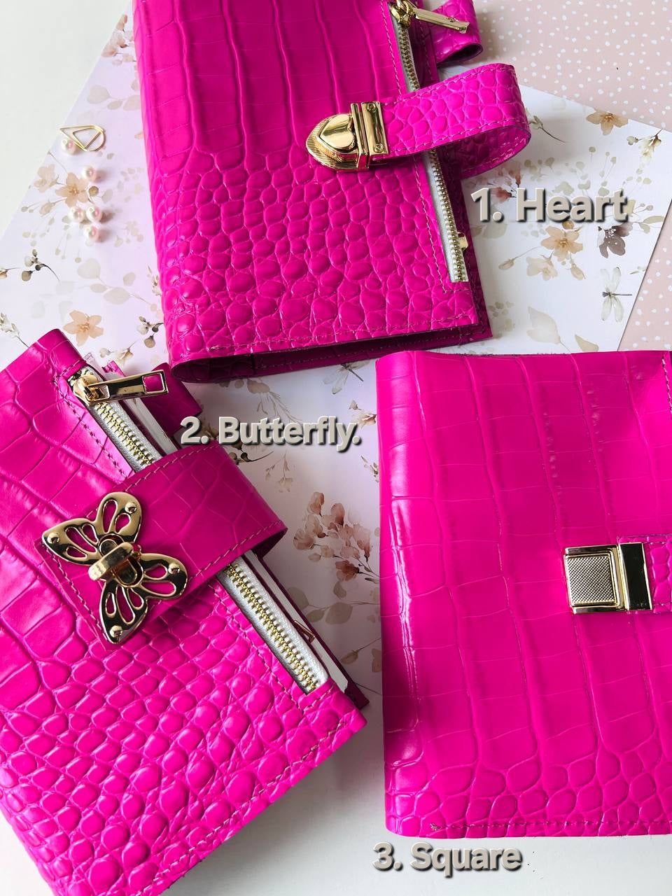 English language A6 NEW SIZE leather hot pink double planner cover binder 6 rings binder, leather planner, gift for her, medium size planner.