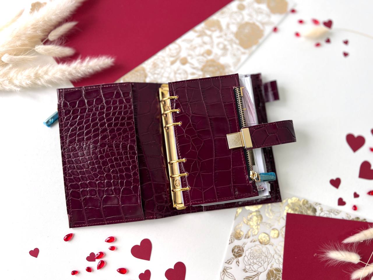 A6 NEW SIZE leather double planner cover binder 6 rings binder, dated planner, leather planner, gift for her, medium size planner.