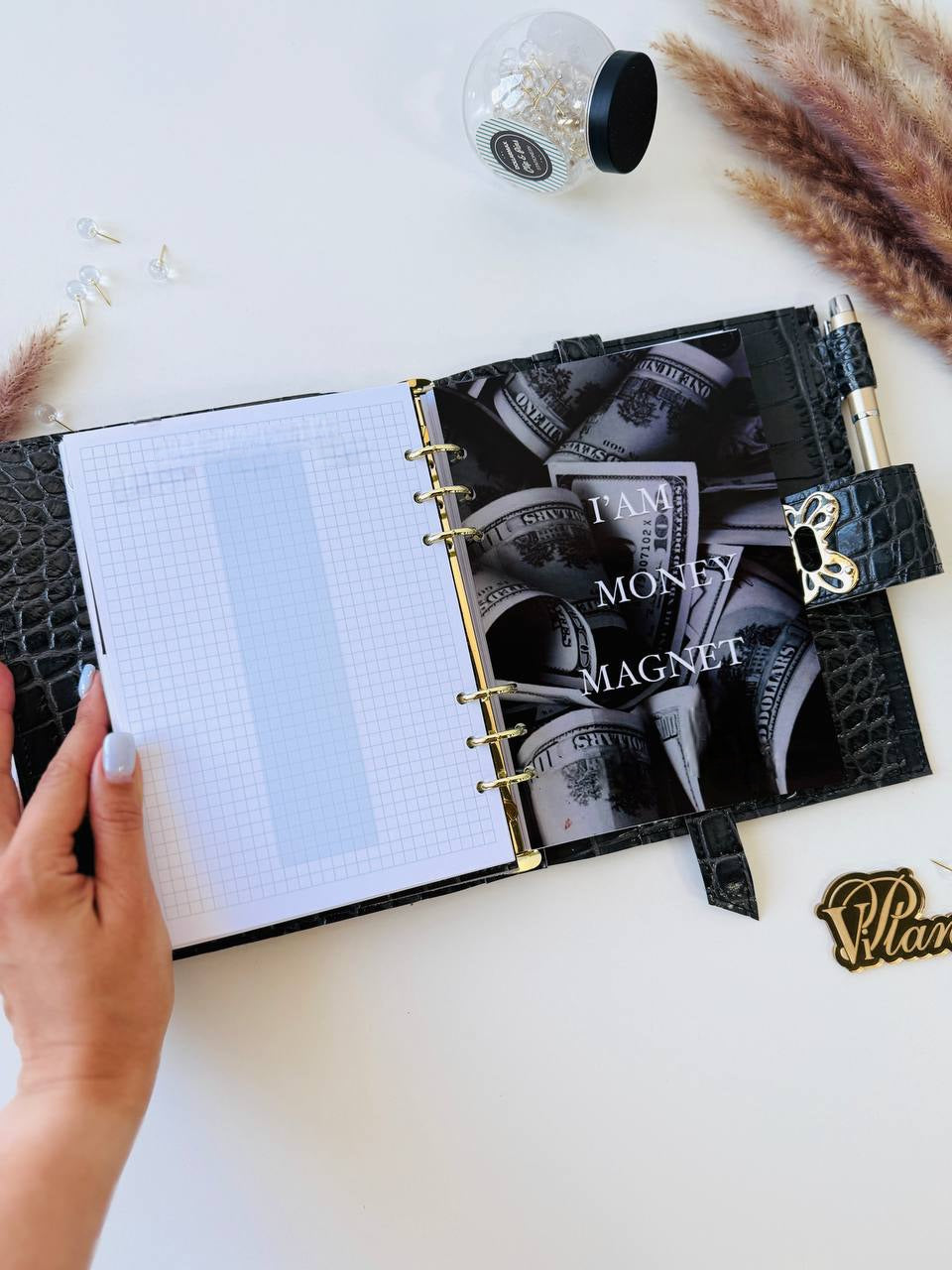 Grey leather notebook cover A5 for documents A4 and A5 format.