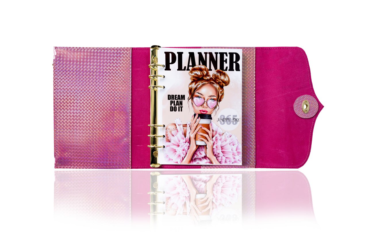 Cyprus, Limassol. RARE holographic pink leather notebook cover A5.