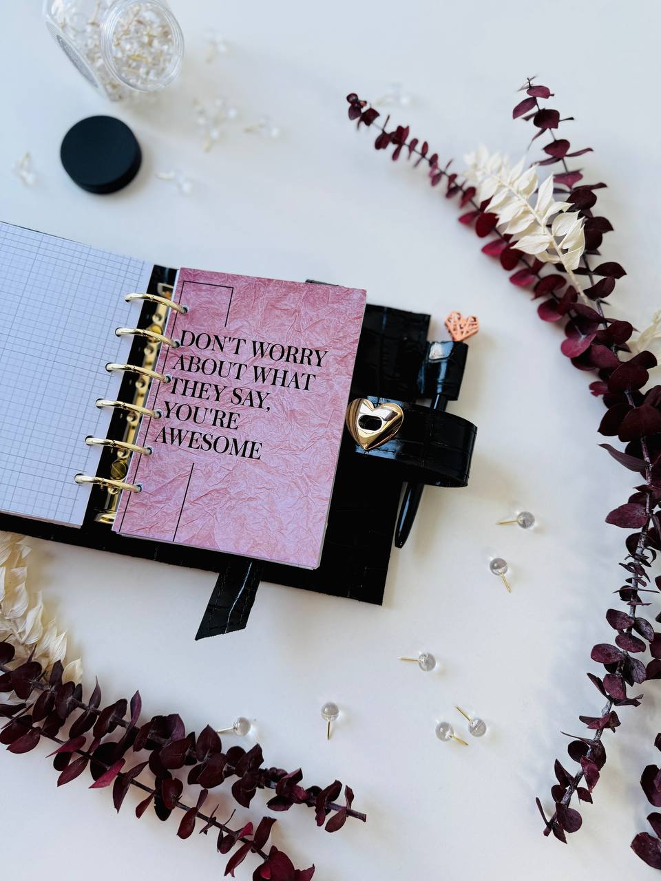 Elegant A7 Daily Planner | Black Crocodile-Embossed Organizer