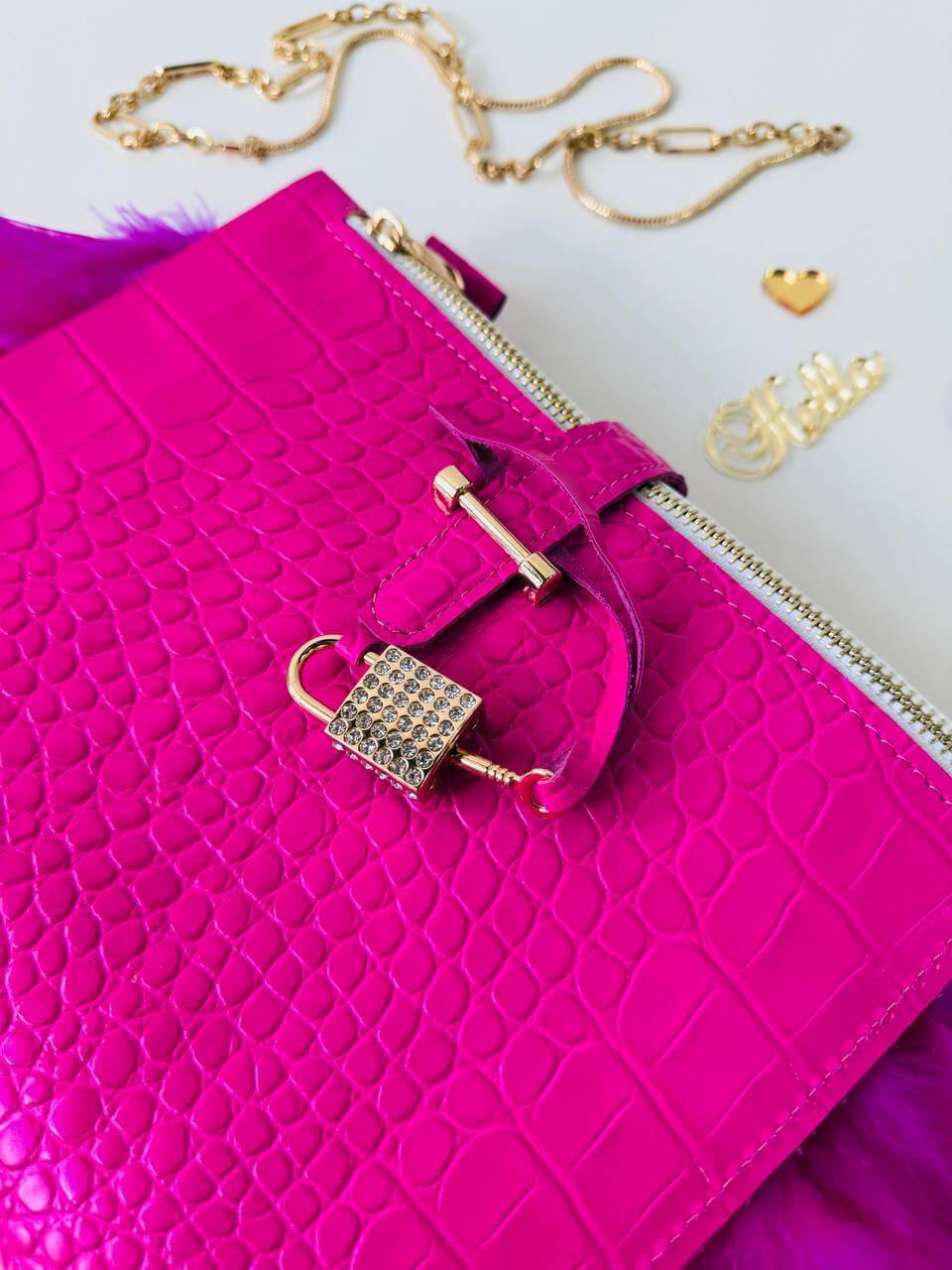 Hot pink leather planner A5 with secret lock in the stones with gifts 🎁