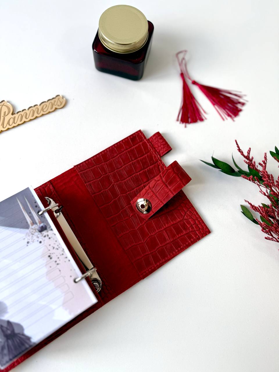 Leather mini notebook cover A7 binder,Planner A7 binder personal passport size, leather planner, planner binder 2 rings, diary for work.