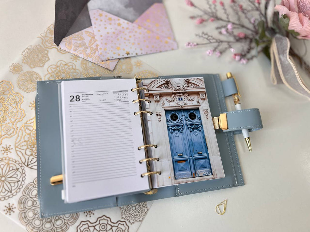 A6 NEW SIZE leather double planner cover binder 6 rings binder, dated planner, leather planner, gift for her, medium size planner. Dated 2026.