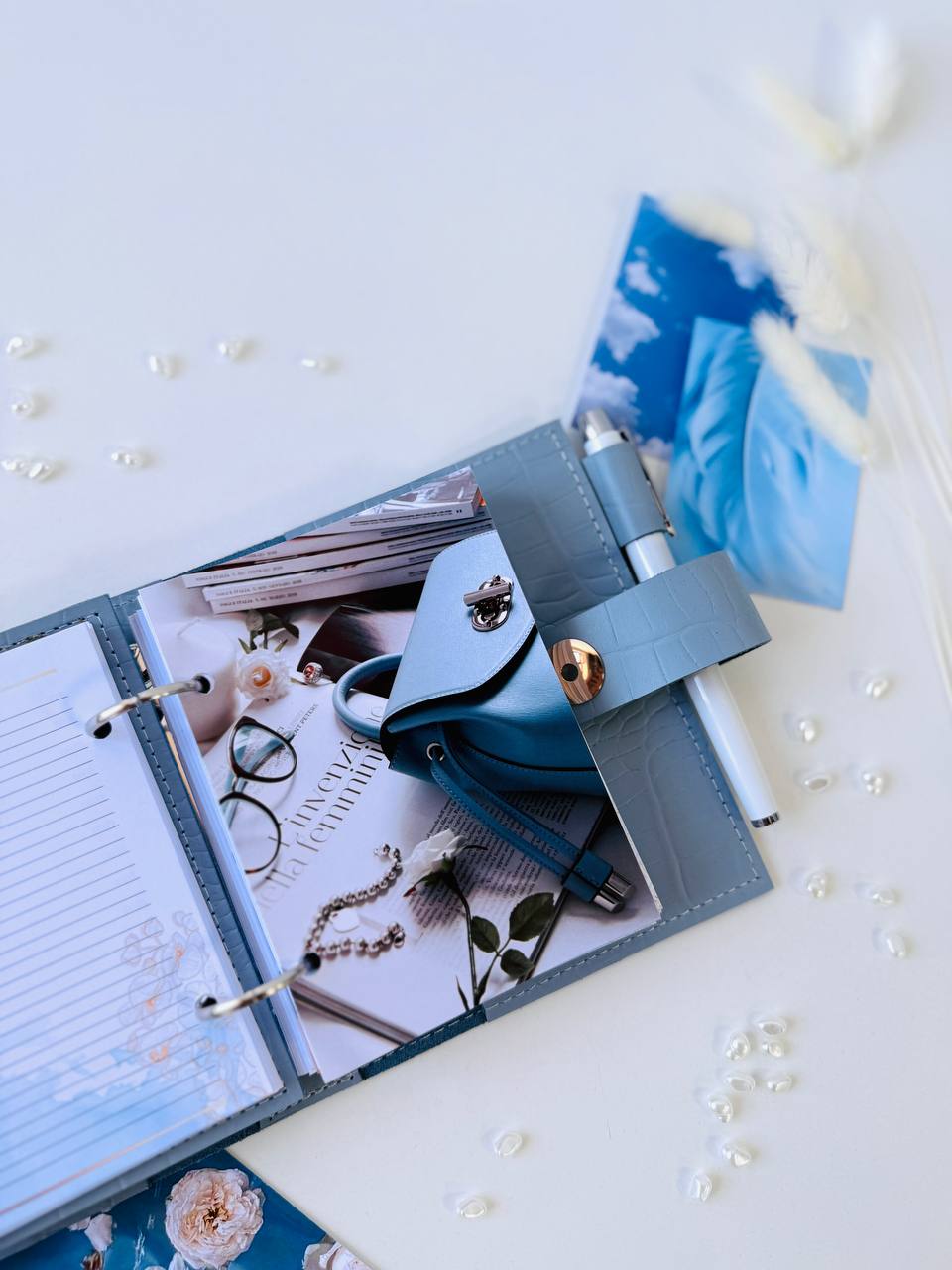 Leather mini notebook cover A7 binder,Planner A7 binder personal size, leather planner, planner binder 2 rings, time diary for work